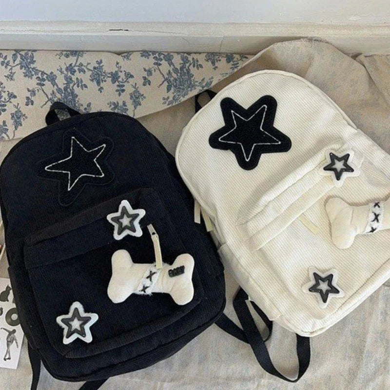 Y2K Corduroy Preppy Backpack