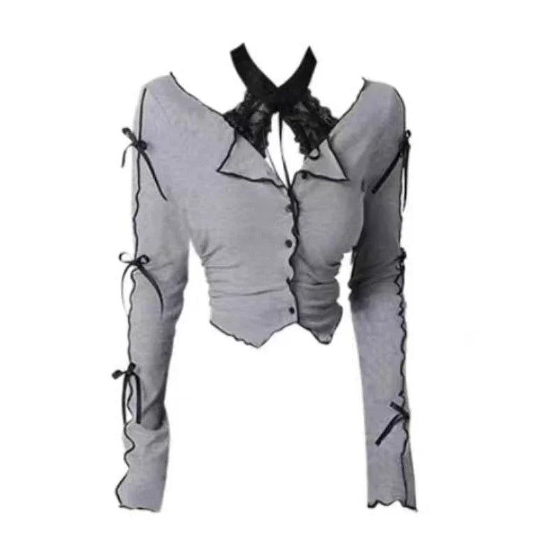Kawaii Gothic Warm Outfit Set - Cardigan & Mini Skirt