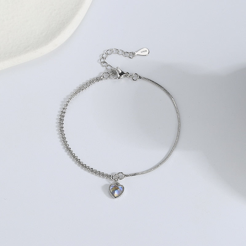 Moonstone Heart Bracelet