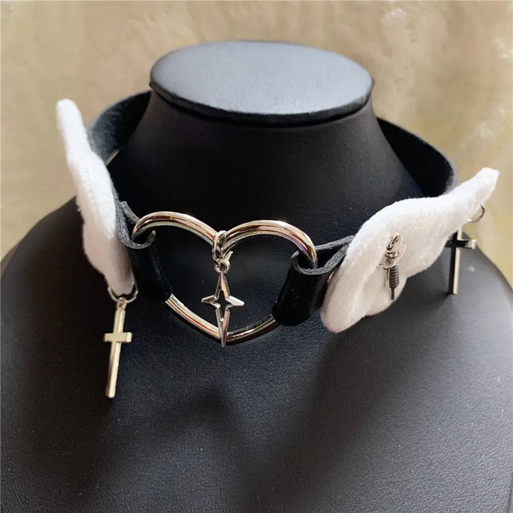 Y2K Angelic Heart Choker
