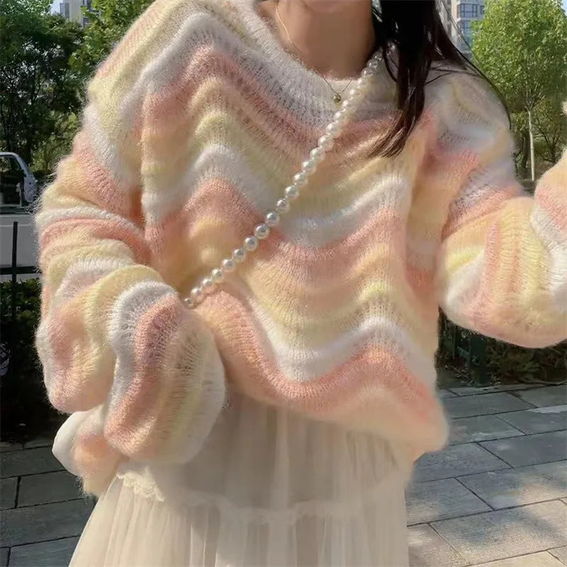 Korean Rainbow Knit Sweater