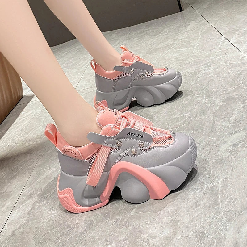 Chunky Mesh Platform Sneakers