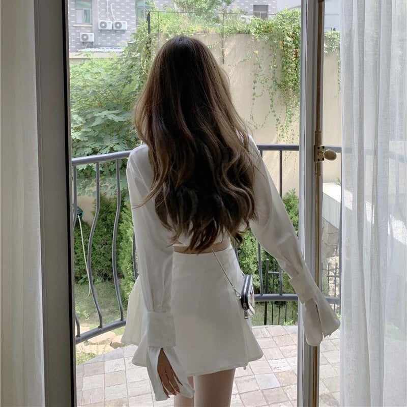 Korean Aesthetic Shirt & Skirt Set