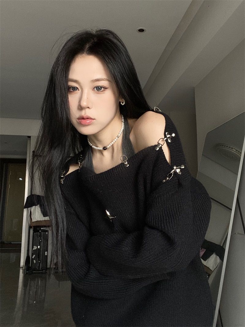 Off Shoulder Korean Y2K Sweater