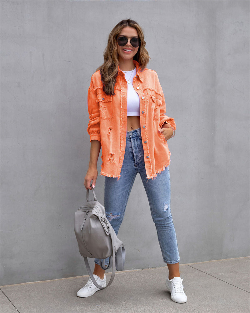 Raw-edges Denim Jacket