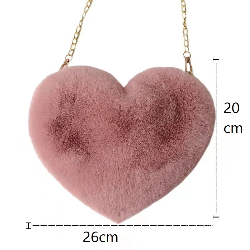 Kawaii Heart Plush Shoulder Bag