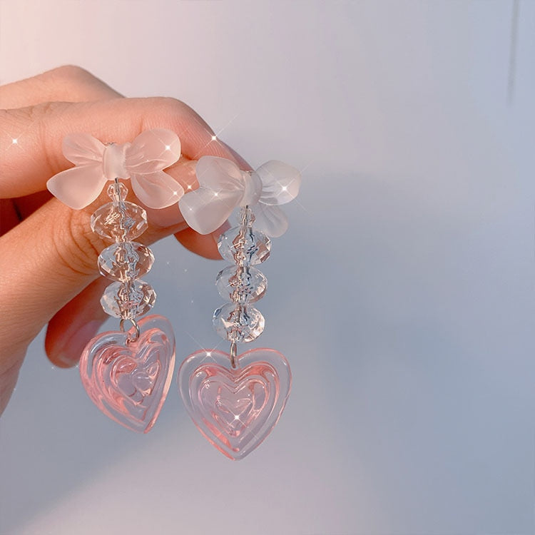 Y2K Aesthetic Peach Heart Earrings