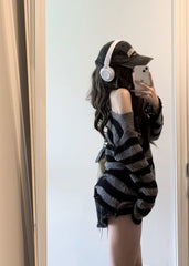 Gothic Punk Striped Knit Sweater