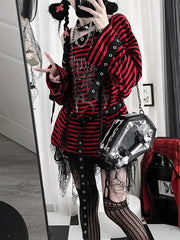 Harajuku Punk Striped Top & Leg Warmers