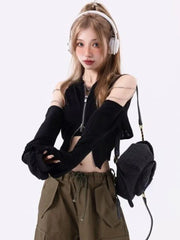 Y2K Outfit Set - Longsleeve Top & Cargo Pants