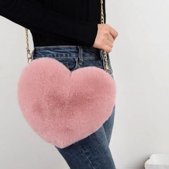 Kawaii Heart Plush Shoulder Bag