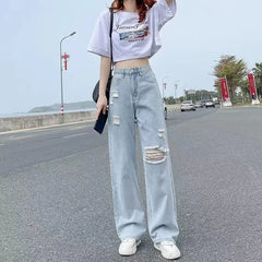 Ripped High Waist Loose Jeans