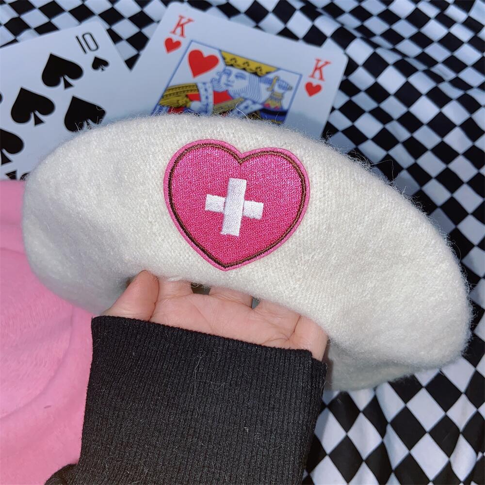 Harajuku Y2K Pink Heart Beret