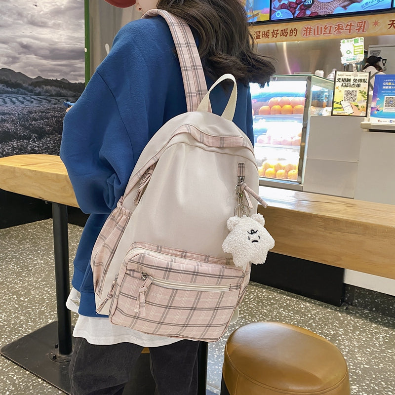 Cozy Plaid School Backpack