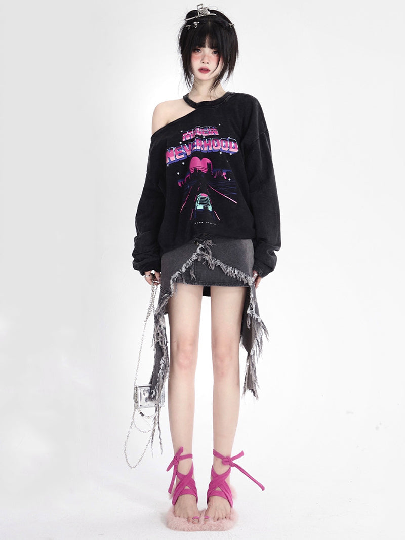Grunge Y2k Denim Skirt