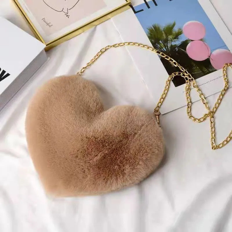 Kawaii Heart Plush Shoulder Bag