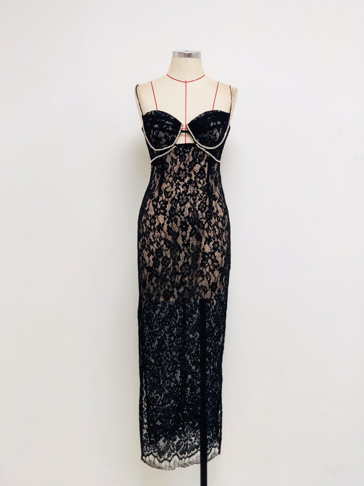 Elegant Black Sleveless Cutout Designer Dress