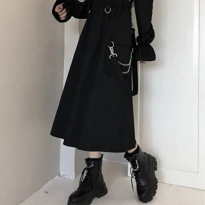 Techwear Retro Long Skirt