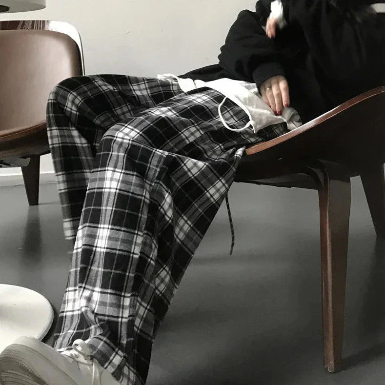 Casual Oversized Plaid Pants