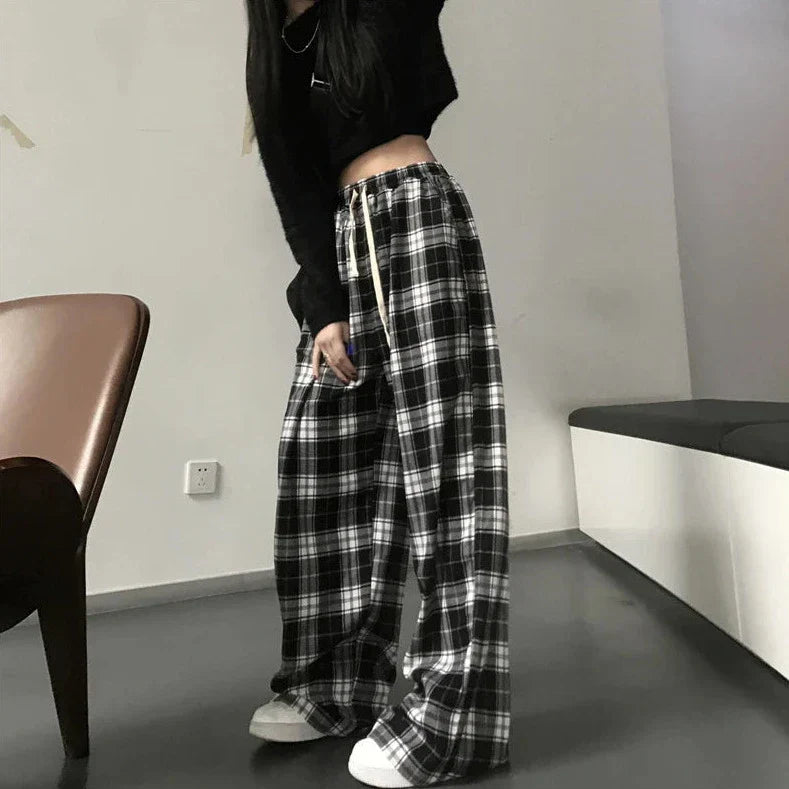 Casual Oversized Plaid Pants