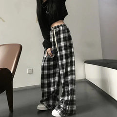 Casual Oversized Plaid Pants