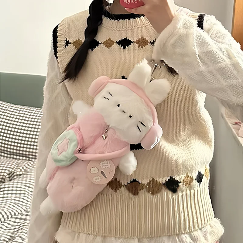 Kawaii Plush Headphone Cat Sling Bag