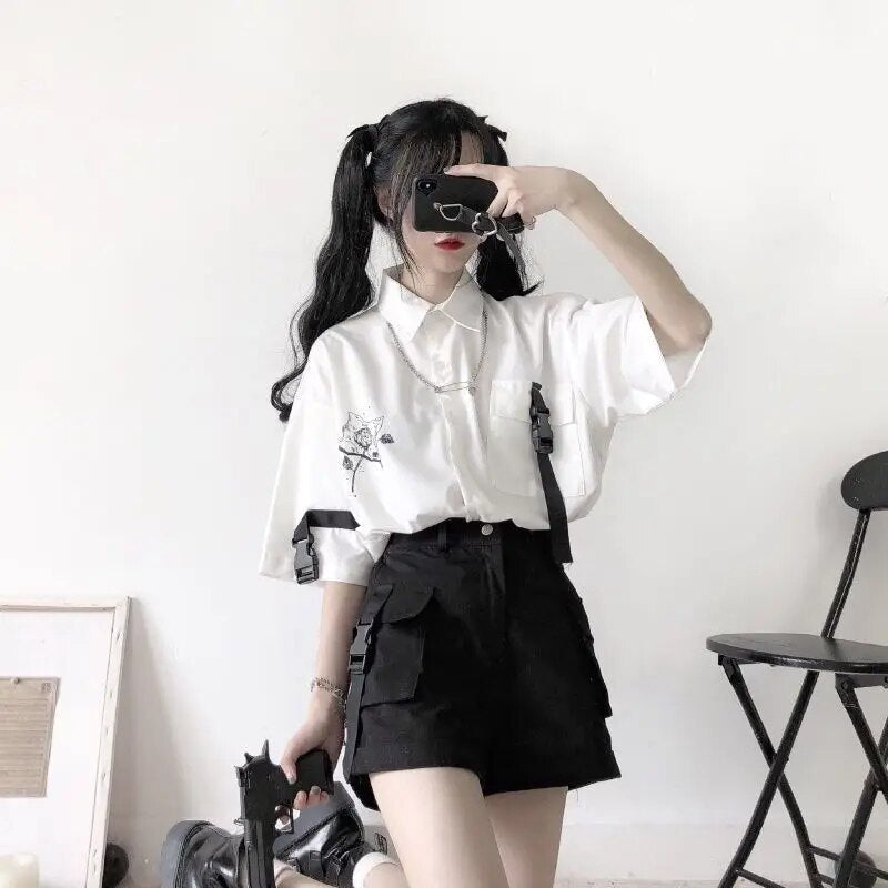 Korean Fashion Outfit Set - Top & Shorts