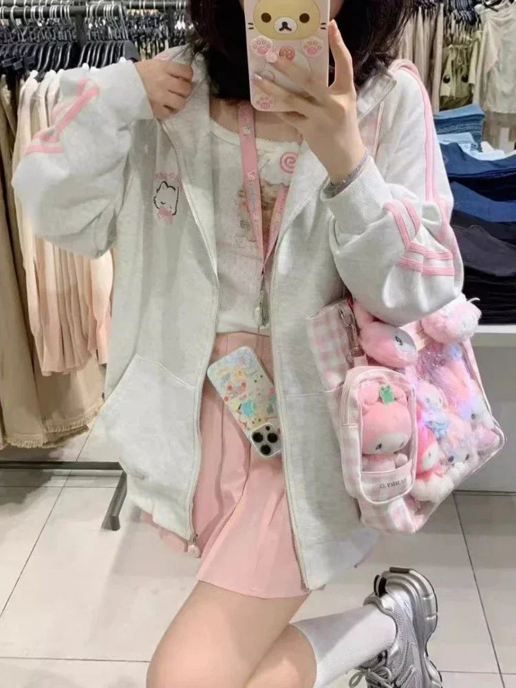 Kawaii Zipper Sweater Harajuku