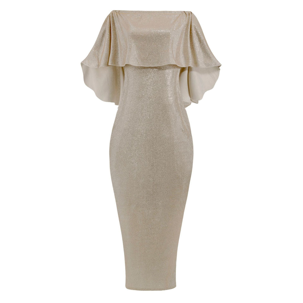 Dresses for Women 2023 Spring Autumn Evening Party Sexy One Word Shoulder Blingbling Bag Hip Sleeveless Maxi Dress Robe Femme