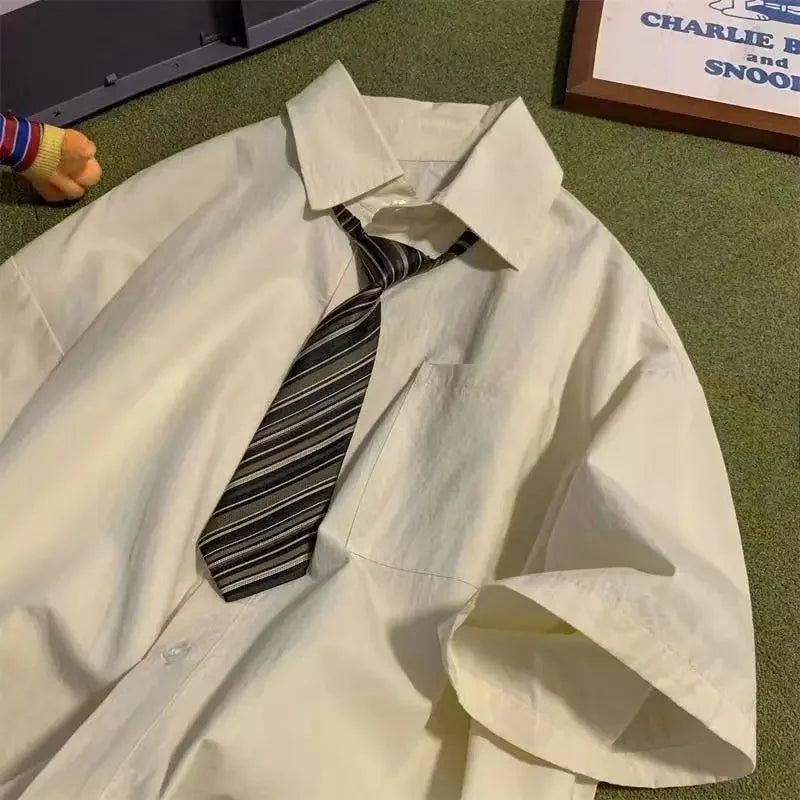 Vintage Office Style Outfit Set - Shirt & Tie