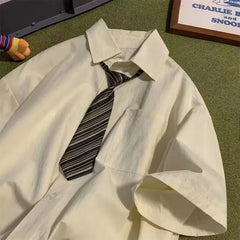 Vintage Office Style Outfit Set - Shirt & Tie