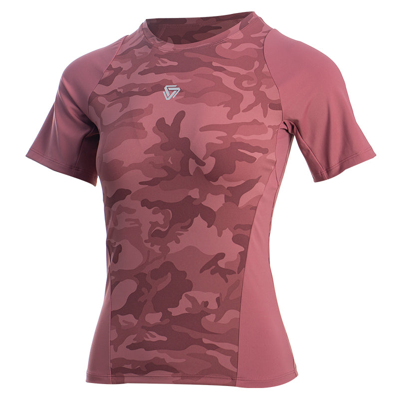 Camo Short Sleeves Women's Fitness Top