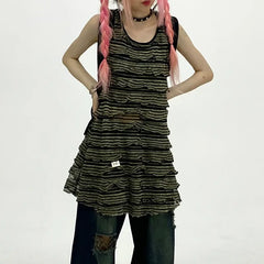 Grunge Striped Hooded Dress