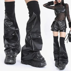 Cyberpunk Y2K Leather Leg Warmers