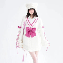 Kawaii Bow Lace-up Sweater & Leg Warmers