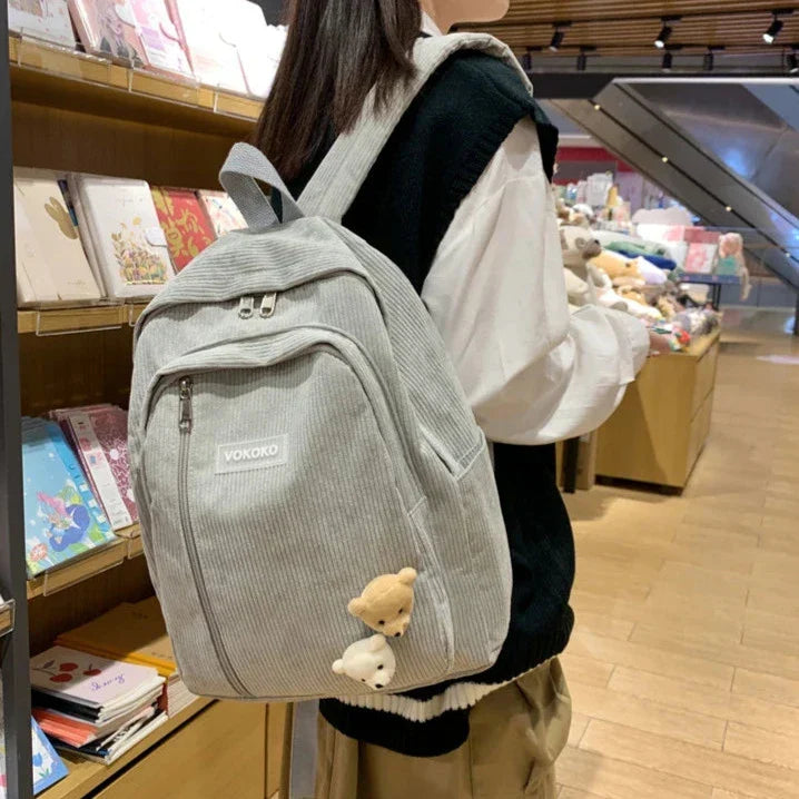 Cute Corduroy School Backpack