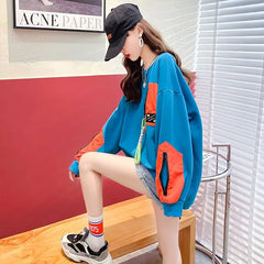 Contrast Zipper Casual Sweater
