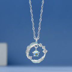Silver Moonstone Feather Necklace