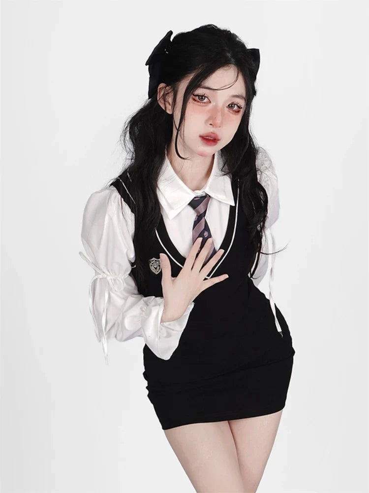 Korean Preppy 2-Piece Dress