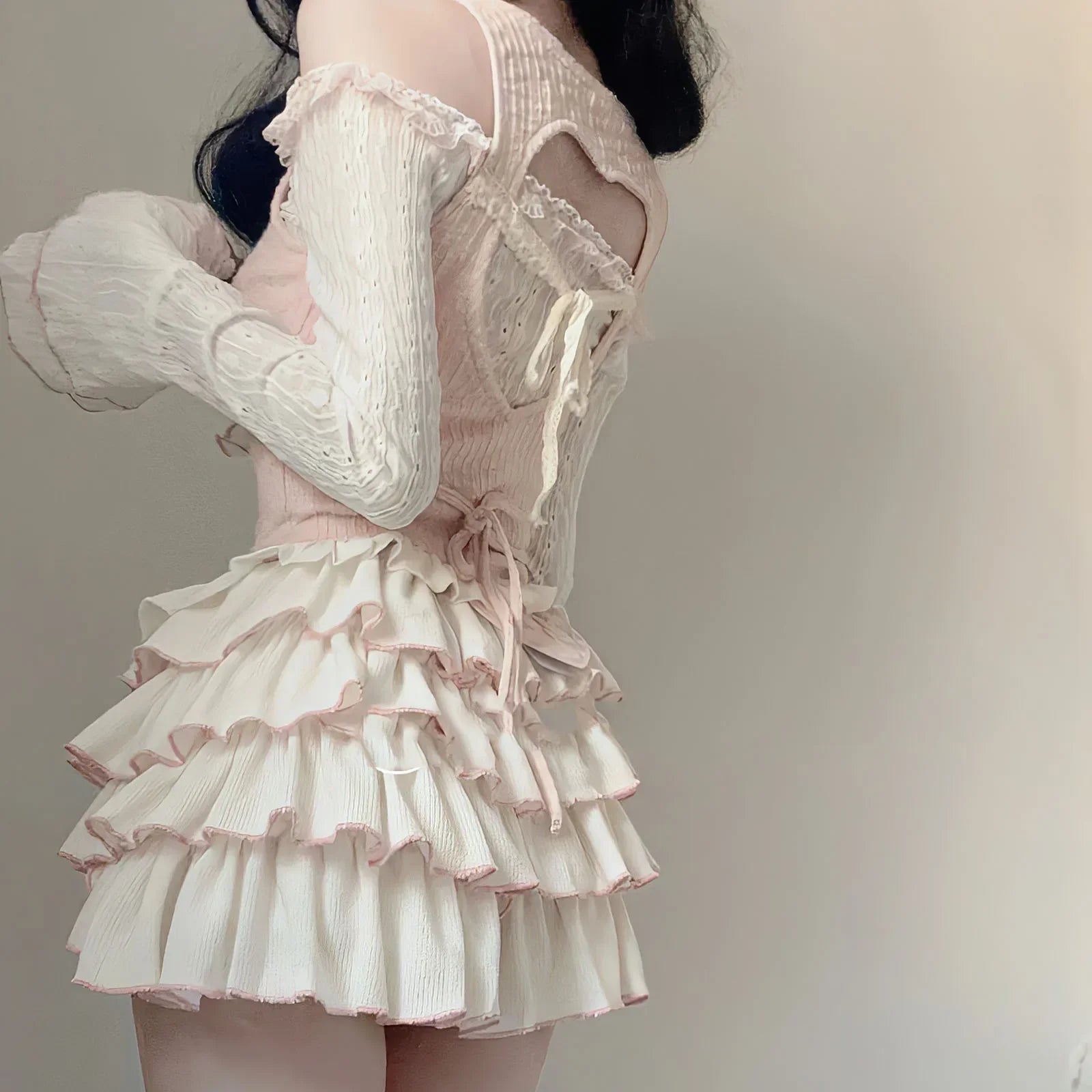 Y2K Kawaii Outfit Set - Blouse & Mini Skirt