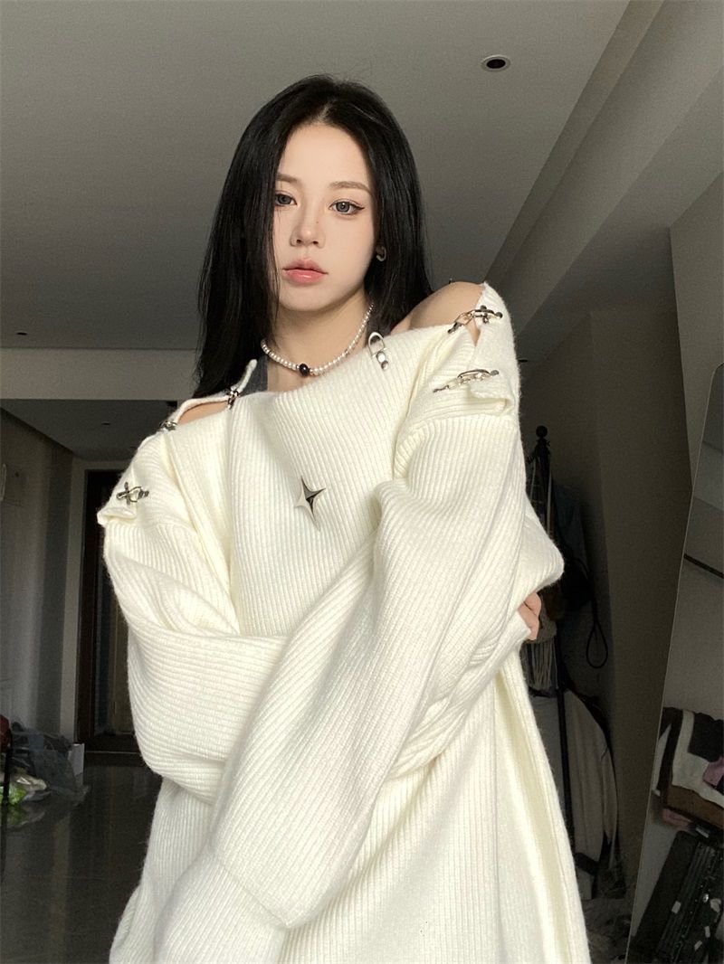 Off Shoulder Korean Y2K Sweater