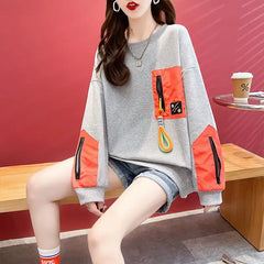Contrast Zipper Casual Sweater