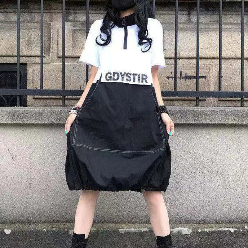 Harajuku Loose Zipper Dress