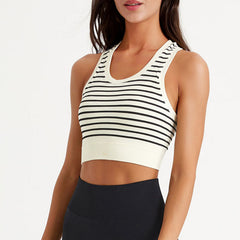 Striped O-Neck Women's Sports & Fitness Top