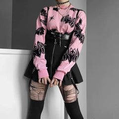 Pink Bat Y2K Gothic Sweater