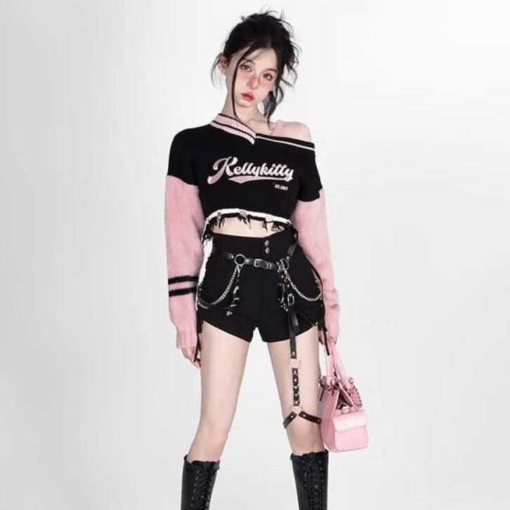Off Shoulder Grunge Sweater