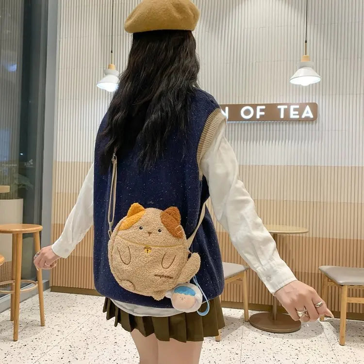 Kawaii Plush Cat Shoulder Bag