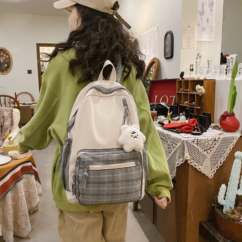 Cozy Plaid School Backpack