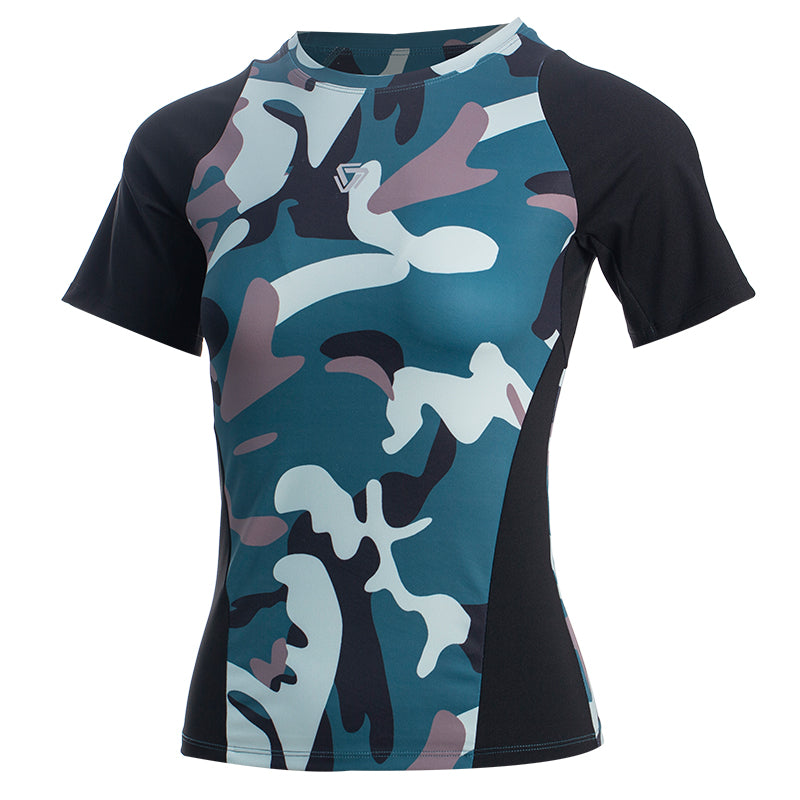 Camo Short Sleeves Women's Fitness Top