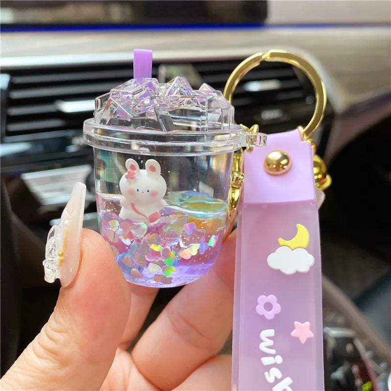 Liquid Oil Ice Cube Keychain